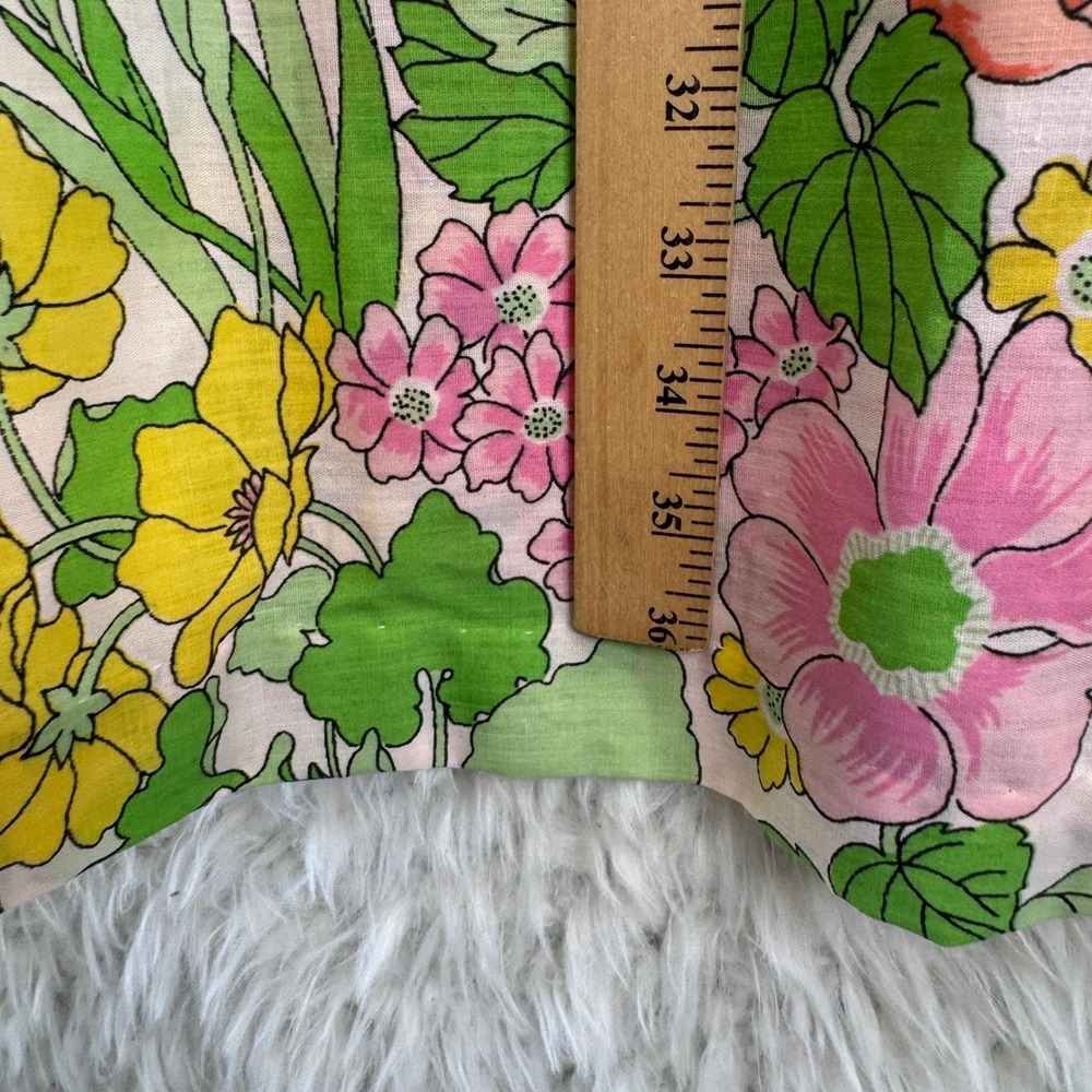 Beco Originals VTG Dress Womens M Pink Floral Button Front Retro 70s Sleeveless - Picture 7 of 14